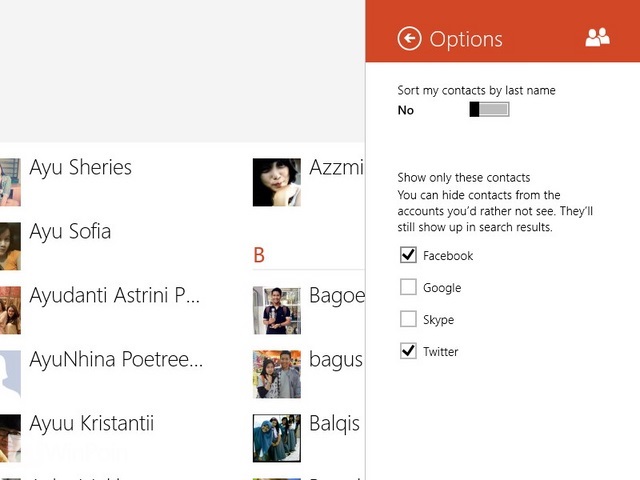 Cara Menampilkan atau Menyembunyikan Kontak dari Aplikasi People Windows 8