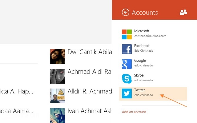 Cara Menambah atau Menghapus Account di Aplikasi People Windows 8