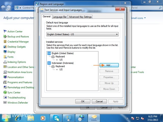 Cara Menambahkan Atau Menghapus Keyboard Input Language Windows 7