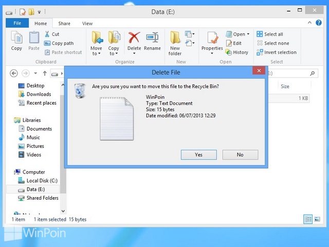 Cara Menghilangkan Konfirmasi Recycle Bin Ketika Menghapus File