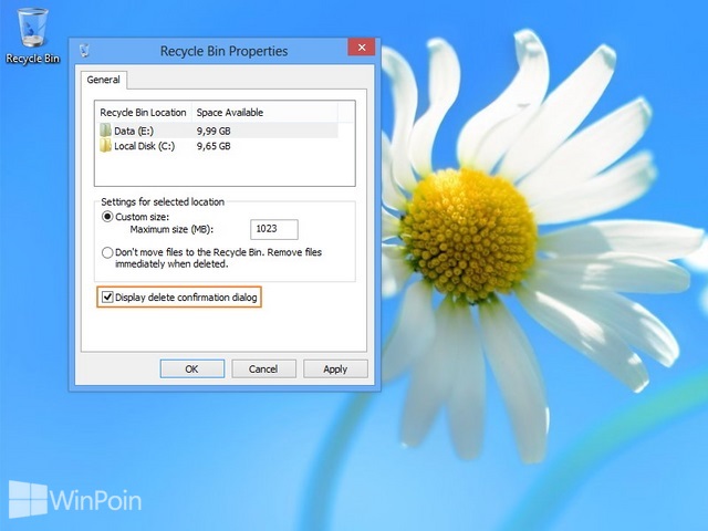 Cara Menghilangkan Konfirmasi Recycle Bin Ketika Menghapus File