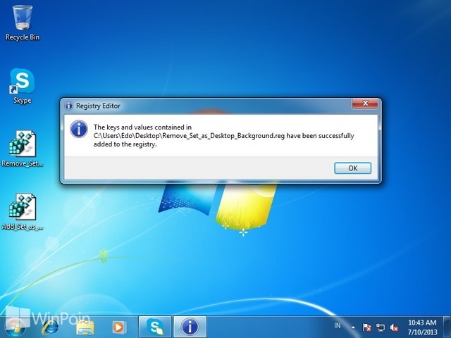 Cara Menghapus "Set as desktop background" Dari Klik Kanan di Windows 7