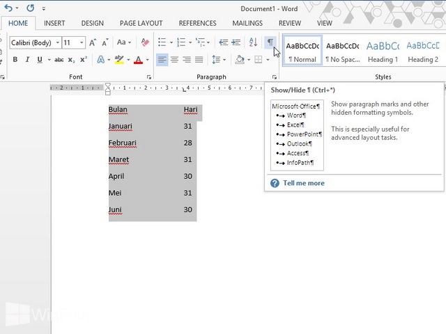 word convert table to text 2013