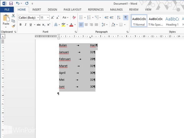 Cara Mengubah Text Menjadi Tabel dan Sebaliknya di Word 2013