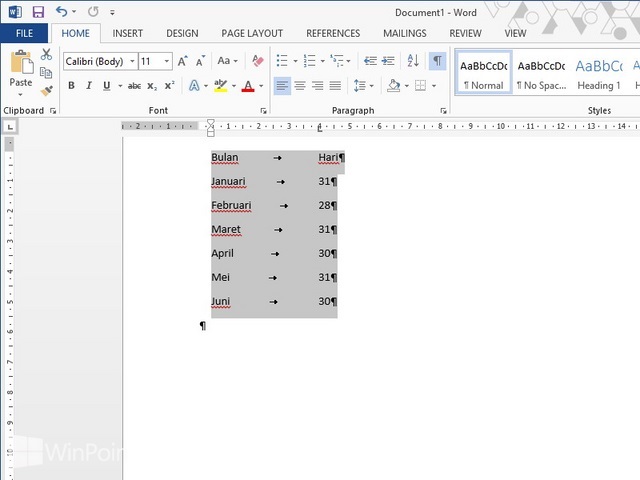 Cara Mengubah Text Menjadi Tabel dan Sebaliknya di Word 2013