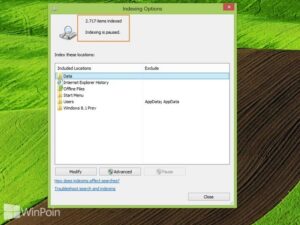 Cara Pause Indexing Options di Windows 8