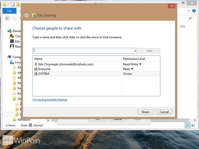 Cara Sharing File atau Folder Windows 8