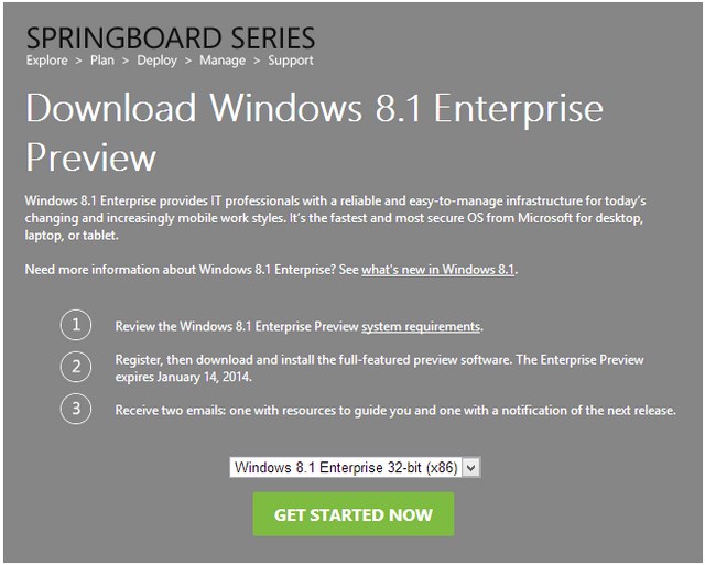 HOT: Download Windows 8.1 Enterprise Preview