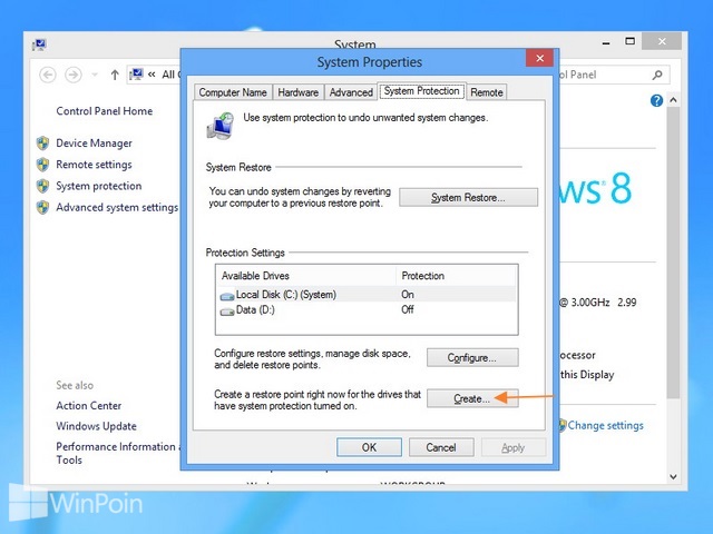 Cara Membuat System Restore di Windows 8