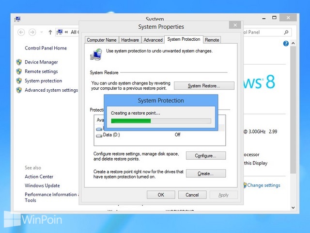 Cara Membuat System Restore di Windows 8