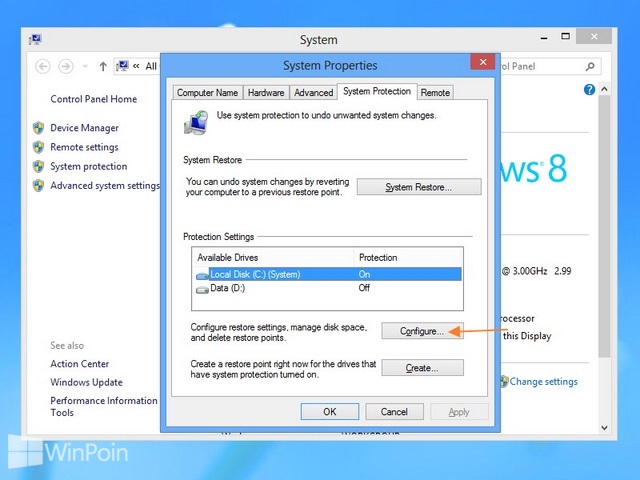 Cara Mengaktifkan dan Mematikan System Restore Windows 8