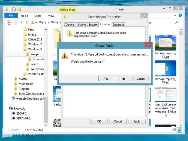 Cara Mengganti Default Penyimpanan Folder Screenshot Windows 8