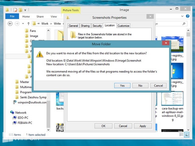 Cara Mengganti Default Penyimpanan Folder Screenshot Windows 8