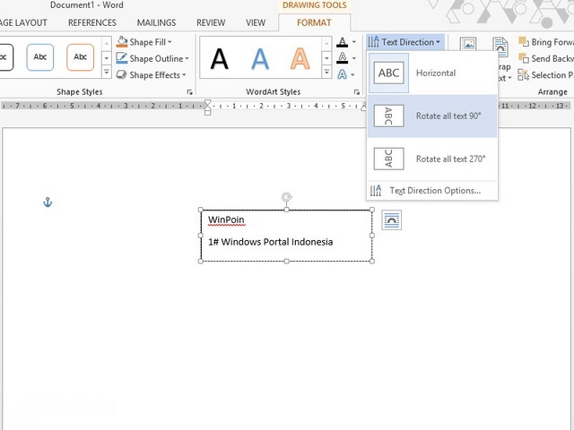 Cara Mengubah Arah Text di Word 2013