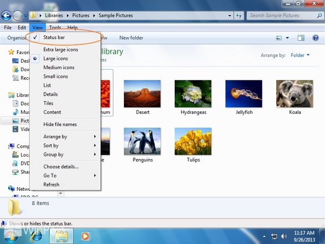 Cara Mengaktifkan dan Mematikan Statur Bar Windows Explorer di Windows 7