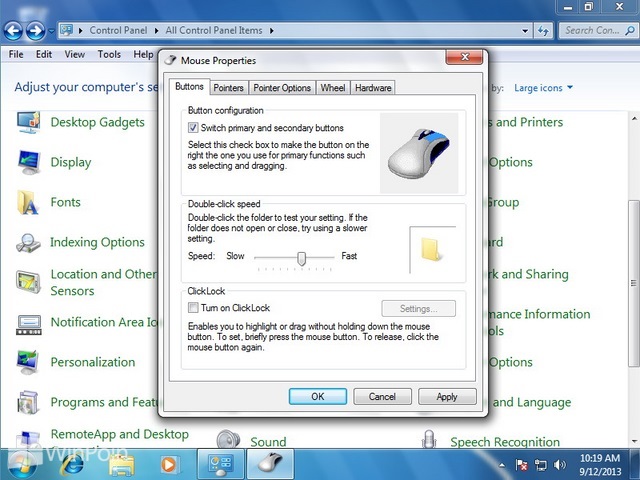 Cara Mengganti Fungsi Klik Tombol Mouse di Windows 7