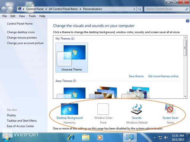 Cara Mematikan Pengaturan Window Color dan Appearance Windows 7