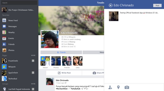 Inilah Aplikasi Facebook Official untuk Windows 8.1 [Review Esklusif]