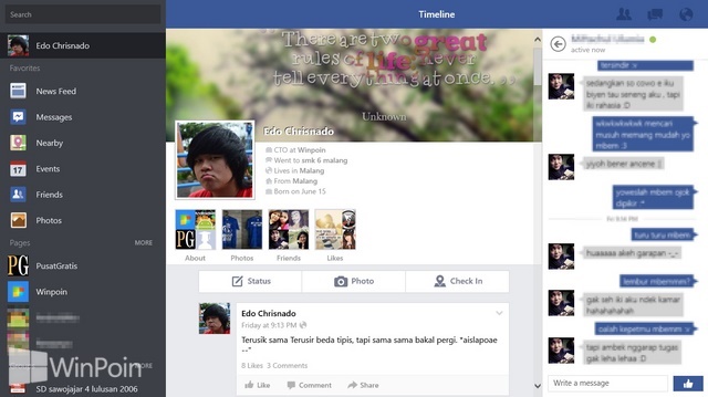 Review Aplikasi Facebook Windows 8: Memberikan Notifikasi Real Time