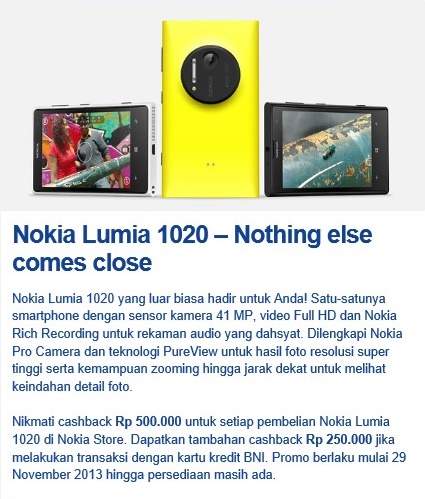 Harga dan Tanggal Rilis Nokia Lumia 1020 di Indonesia Telah Muncul