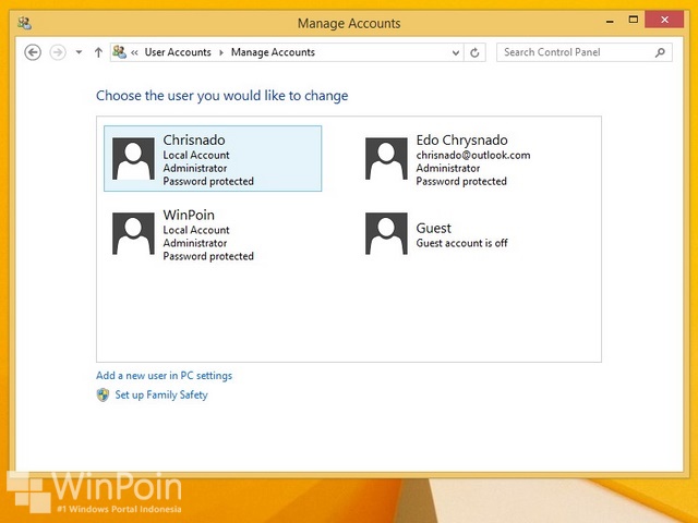 Cara Menghapus User di Windows 8.1