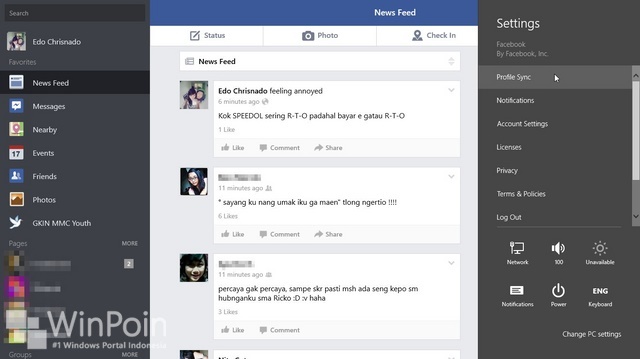 Aplikasi Facebook Windows 8.1 Menerima Update Major