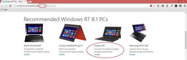 Surface RT Sudah Dihapus dari Halaman Microsoft Region Indonesia