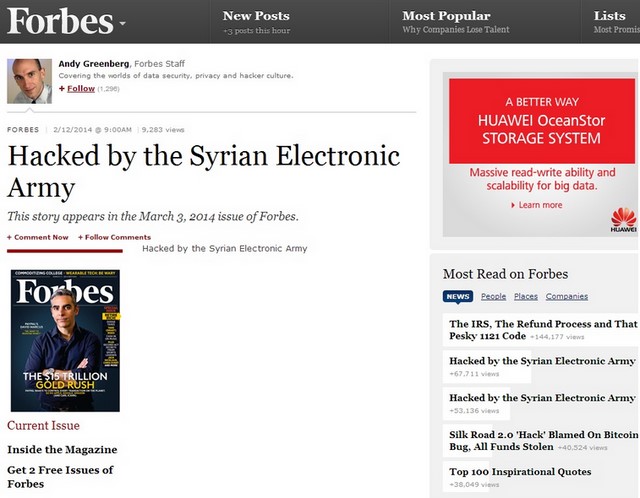 Forbes.com Dihack Syrian Electronic Army