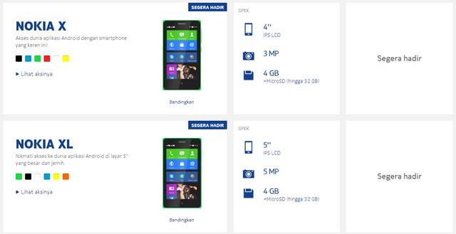 Nokia X dan Nokia XL Ber-OS Android Sudah Dipajang di Website Nokia Indonesia