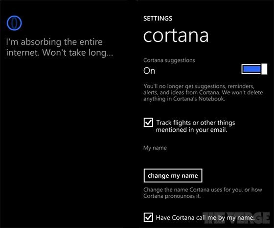 Inilah Tampilan Cortana di Windows Phone 8.1