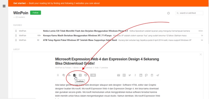 Rasakan Sensasi Feedly Pro Secara Gratis dengan Integrasi OneNote