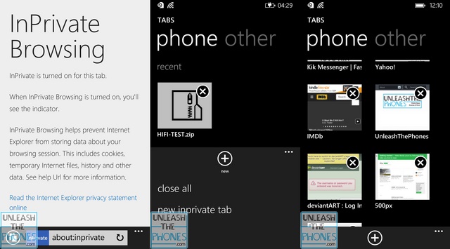 Ada Fitur InPrivate Browsing di IE11 Windows Phone 8.1