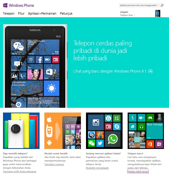 Halaman Windows Phone 8.1 Berbahasa Indonesia Muncul di Situs Official WP