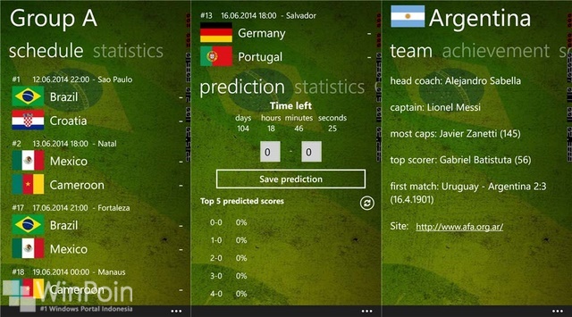 Koleksi Aplikasi Piala Dunia 2014 untuk Windows Phone