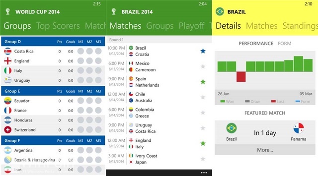 Koleksi Aplikasi Piala Dunia 2014 untuk Windows Phone