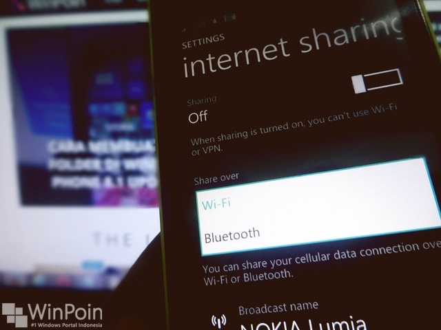 Sharing Internet via Bluetooth Hadir Melengkapi Windows Phone 8.1 Update 1