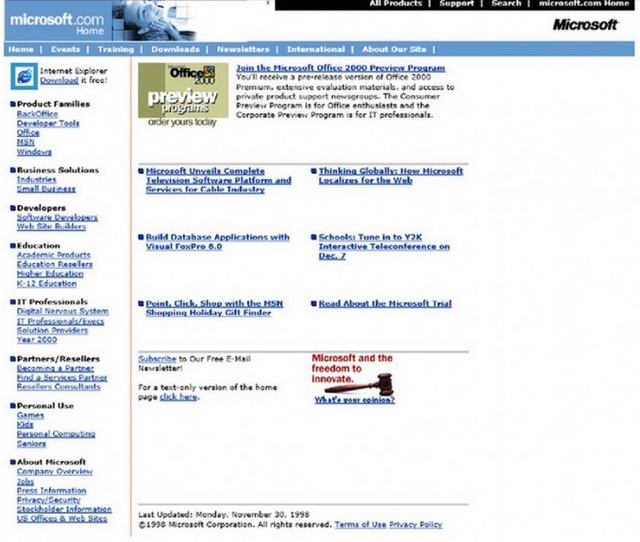 Inilah Evolusi Website Microsoft dari Masa ke Masa