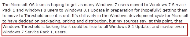 Inilah Kenapa Windows 9 Tidak Akan Gratis untuk Pengguna XP dan Vista