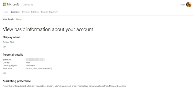 Tampilan Baru Microsoft Account