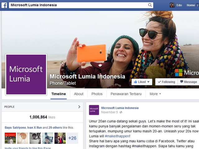 Akun Facebook dan Twitter Windows Phone Ganti Nama Jadi Lumia