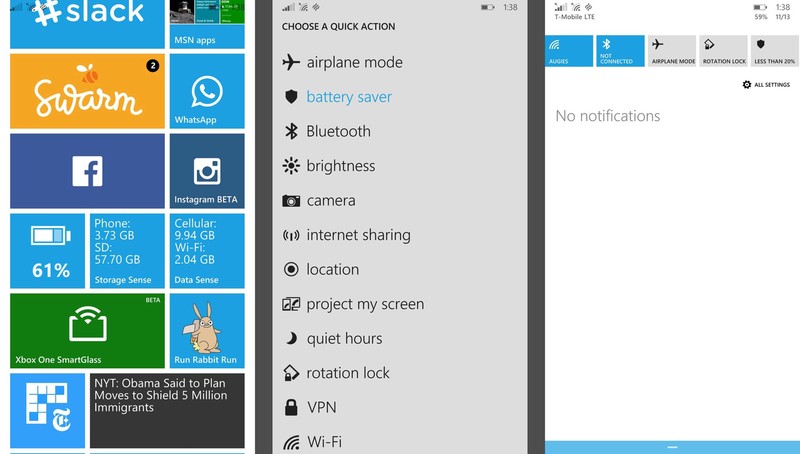 Update Windows Phone 8.1.1 Build 14203, Baettery Saver Ada di Quick Settings