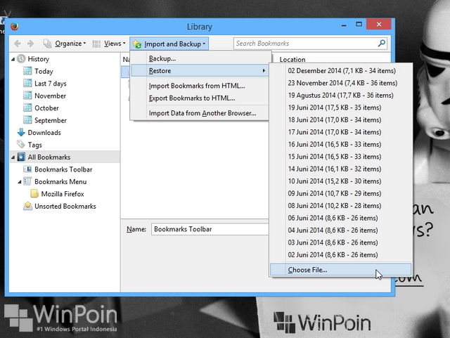 Cara Backup dan Restore Bookmark Firefox