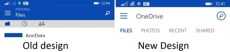 Update OneDrive untuk Windows Phone, Tampilan Dirombak Ulang