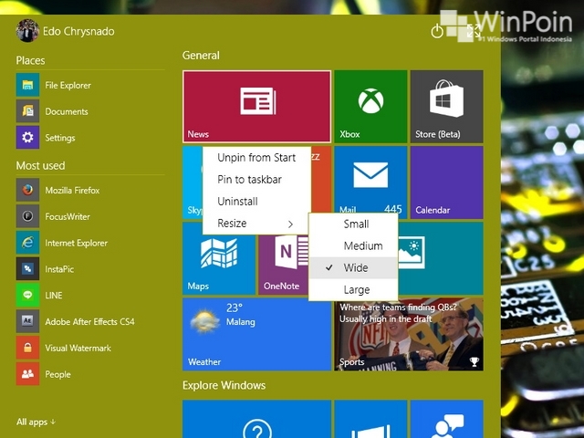 Cara Custom Start Menu di Windows 10