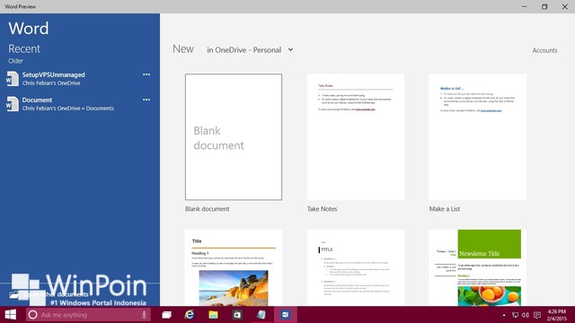 Inilah Fitur dan Tampilan Microsoft Word Touch untuk Windows 10 (Review)