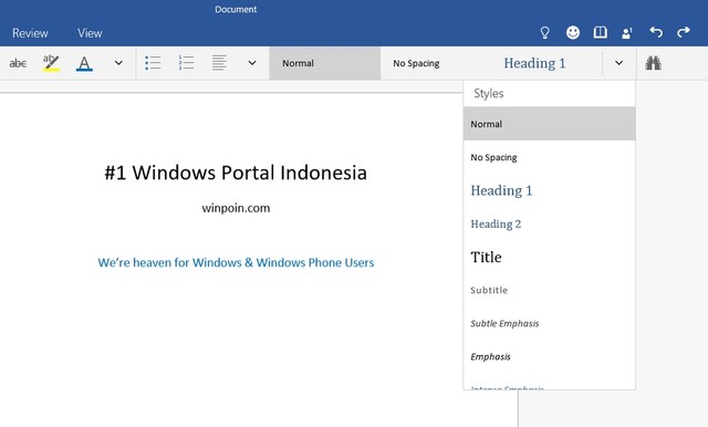 Inilah Fitur dan Tampilan Microsoft Word Touch untuk Windows 10 (Review)