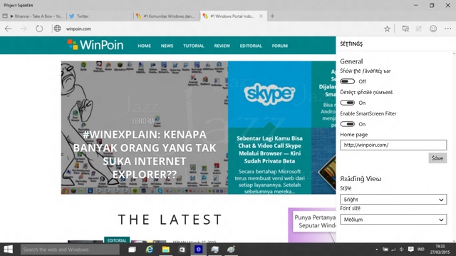 Hands-on Browser Terbaru Microsoft -- Project Spartan