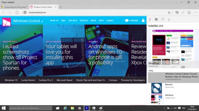 Hands-on Browser Terbaru Microsoft -- Project Spartan