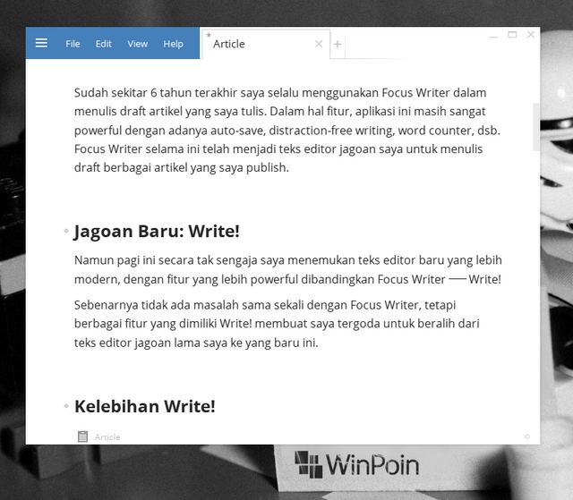 Write!: Teks Editor Windows Terbaik untuk Blogger dan Penulis