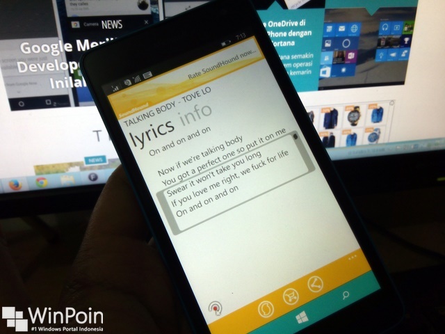 Aplikasi Musik dan Lirik di Windows Phone